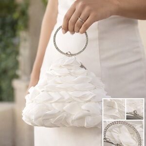 Elegant White Handbag with Silver Accents